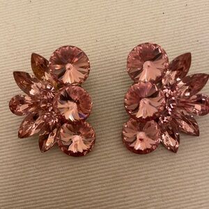 Elegant Pink Crystal Floral Earrings